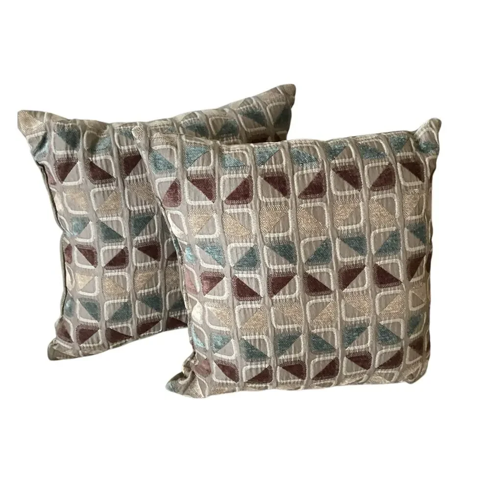 Decorative Pillows Geometric Set of 2 Suede Back 17